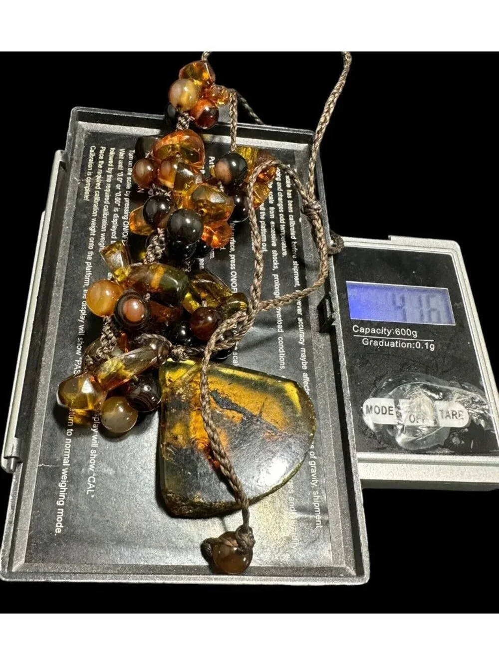 Natural Baltic Amber Necklace Butterscotch Cluster Beads Rope Cord Vintage